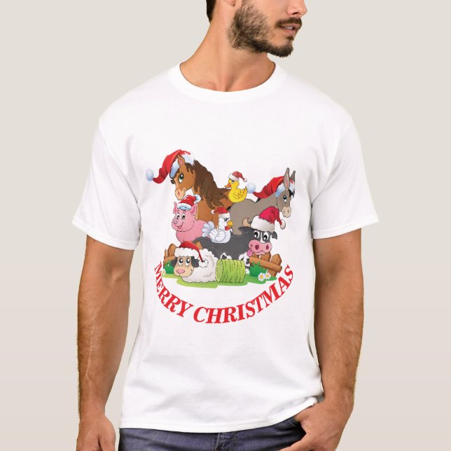 T-shirt Animaux de ferme Joyeux Noël PERSONNALISER SENTIME (Devant)
