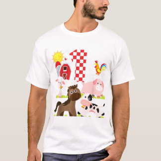 T-shirt Animaux De Ferme Nocturne 1er Anniversaire J’Ai 1