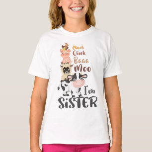 T-shirt Animaux de ferme Premier anniversaire jumelé Soeur