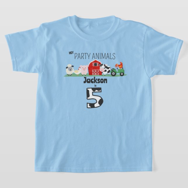 T-shirt Animaux de fête 5e anniversaire ferme animal anniv (Poser)