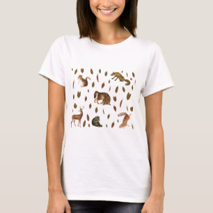 T-shirt Animaux de forêt automnale Feuilles d'automne