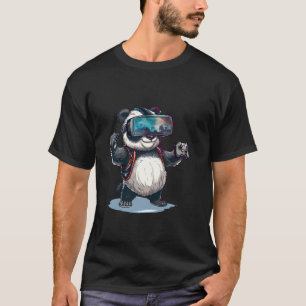 T-shirt Animaux de jeu - Panda Ours Jouer à la console Vid