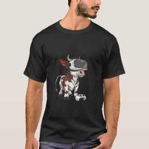 T-shirt Animaux de jeu - Vache Taureau Jouant à la console