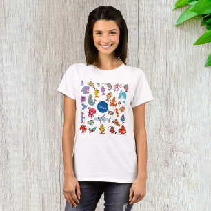 T-shirt Animaux de la Vie Marine Océan Coloré Personnages