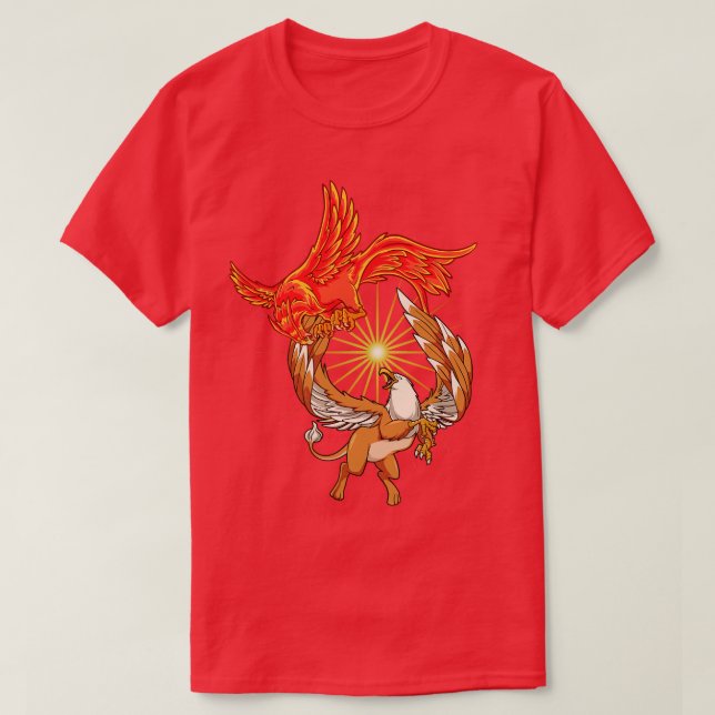 T-shirt Animaux de mythologie phoenix vs griffin (Design devant)