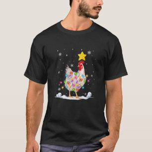 T-shirt Animaux de poulet de Noël Guirlandes de sapin de N