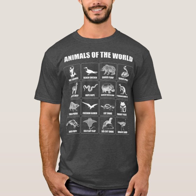 T-shirt Animaux Du Monde Amusants Animaux Cadeaux Pour Enf (Devant)