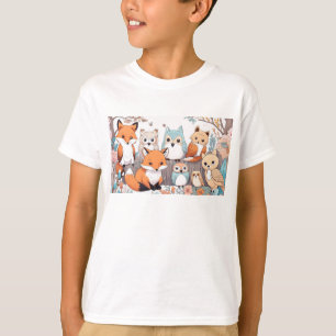 T-shirt Animaux forestiers - renard et hibou