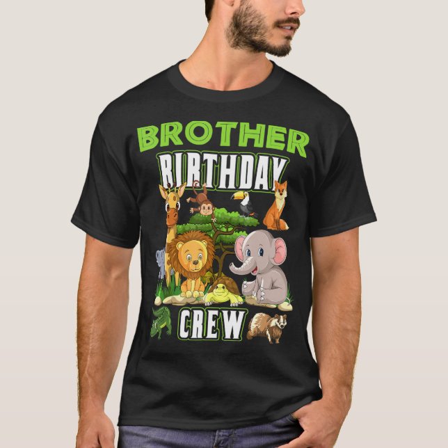T-shirt Animaux Frère Anniversaire Crew Safari Thème Anniv (Devant)