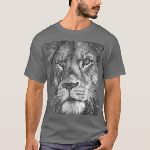 T-shirt Animaux Lion Visage Modèle Mens Élégant Gris