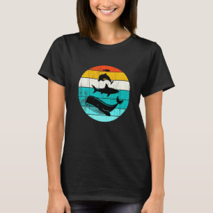 T-shirt Animaux marins empilés rétros Silhouett coucher de