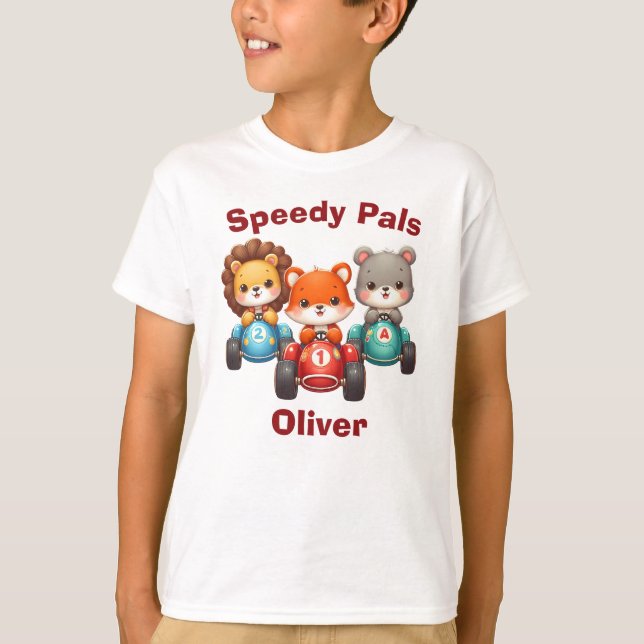 T-shirt Animaux mignons dans les voitures de course - Pals (Devant)