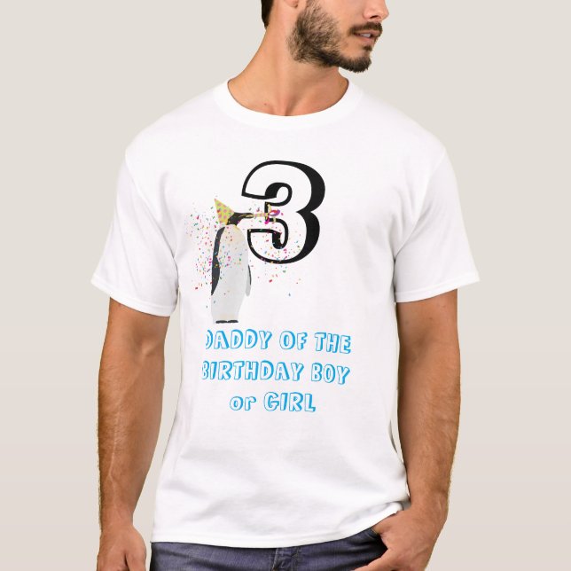 T-shirt Animaux pingouins fête d'anniversaire papa fille g (Devant)