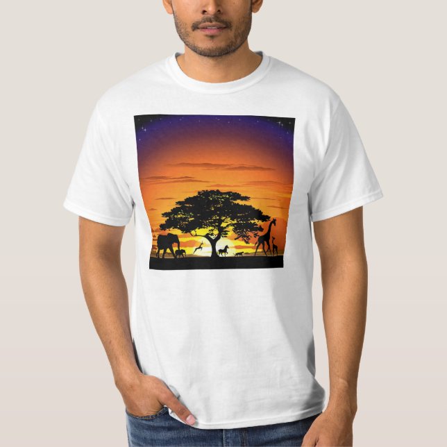 T-shirt Animaux sauvages sur Savannah Sunset (Devant)