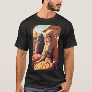 T-shirt Anime Arab Women on a Bazar in Middle Eastern City