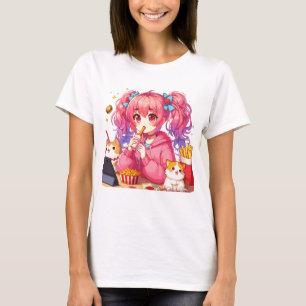 T-shirt Anime Bliss : Fille, Pommes de terre et Animaux