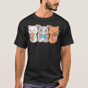 T-shirt Anime Boba Tea Buble Tea Jeu Gamer Ramen Cat