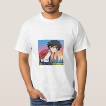 Anime Boy Playing Baseball at Sunset in the City