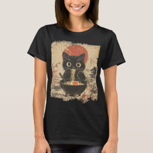 T-shirt Anime Chat Manger Ramen Style Japonais Anime Aimer