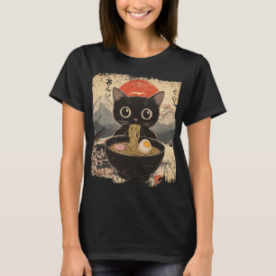 T-shirt Anime Chat Manger Ramen Style Japonais Anime Aimer