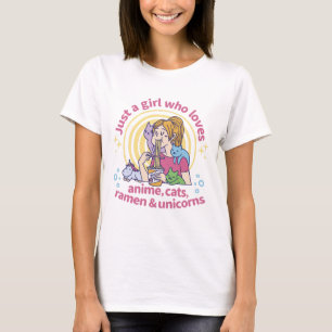 T-shirt Anime, Chats, Ramen et Unicornes