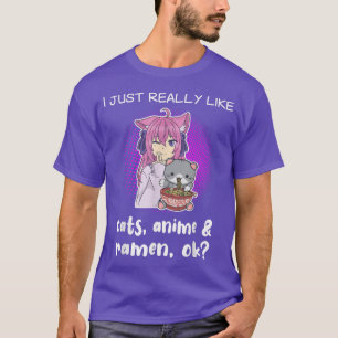 T-shirt Anime Chemise Amoureux des chats Ramen Lover Amour