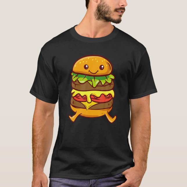 T-shirt Anime Cute Kawaii - Burger - Hamburger - Esthétiqu (Devant)