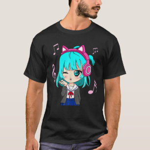 T-shirt Anime Et Fille De Musique Pour Ado Chibi Anime Gra