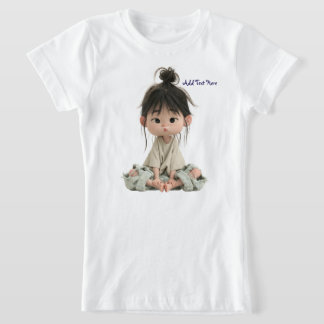 T-shirt Anime Fille avec Chignon Décoiffé Adorable