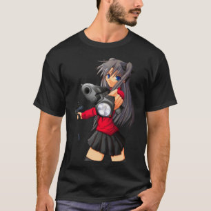 T-shirt Anime fille avec cool de conception de pistolet
