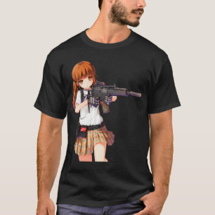 T-shirt Anime fille avec cool de conception de pistolet