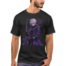 Anime foncé Swordsman avec Aura violet brillant