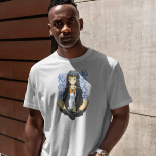 T-shirt Anime Girl Assis Avec Chat
