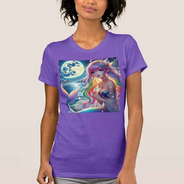 T-shirt Anime Girl chanter Moonlight Pixie Rainbow Mermaid (Devant)