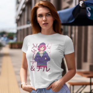 T-shirt Anime Girl Écouter De La Musique