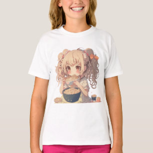 T-shirt Anime Girl Mange Ramen nouilles
