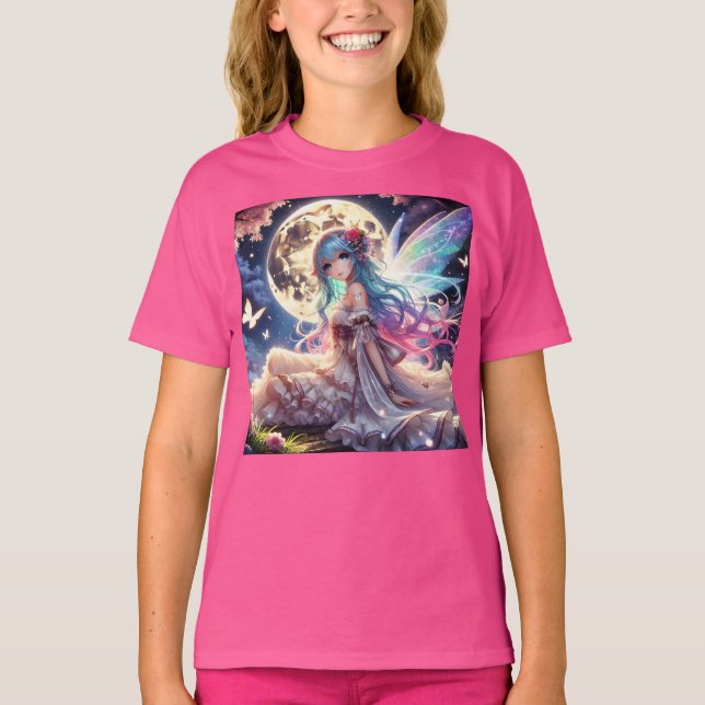 T-shirt Anime Girl Moon Fairy Princesse dans le jardin (Devant)