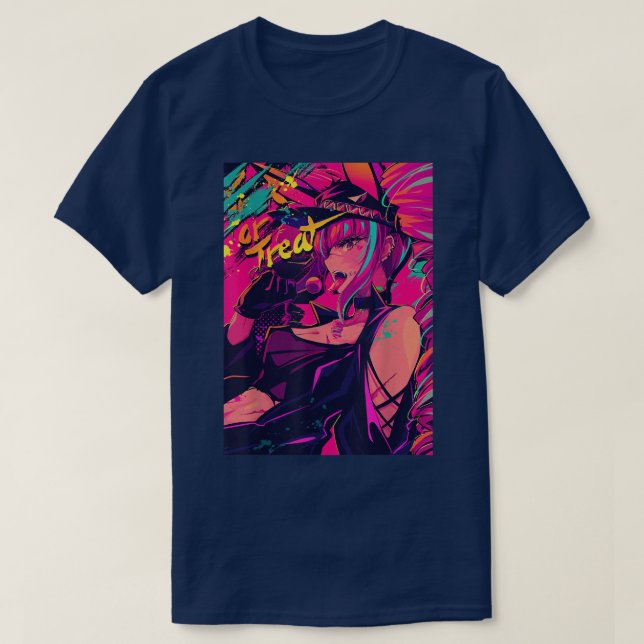 T-shirt Anime Girl Retro 80s Aesthetic Vaporwave Waifu Hal (Design devant)
