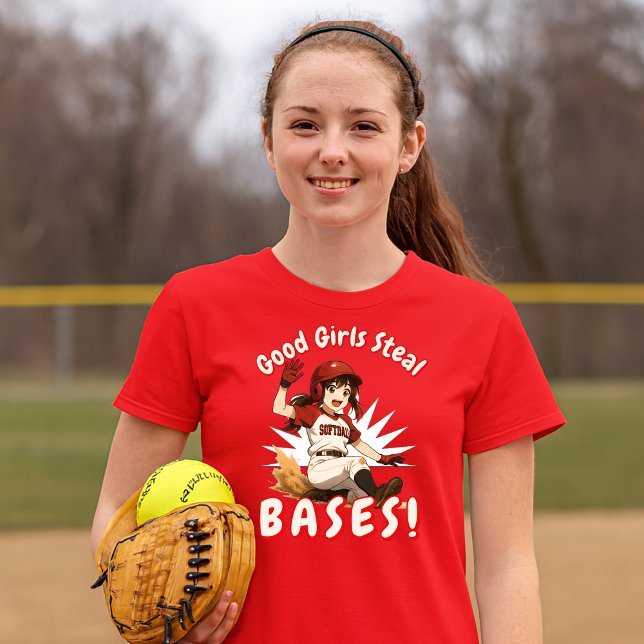 T-shirt Anime Girl Softball Player Stealing Base (Créateur téléchargé)