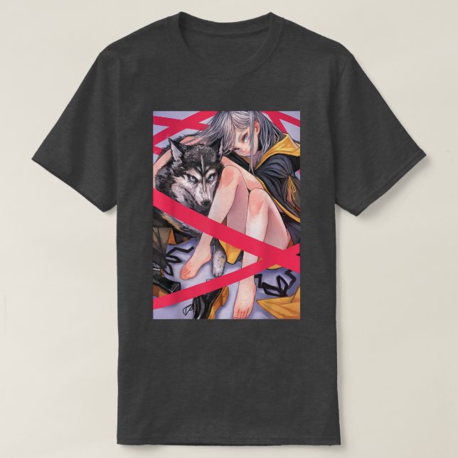 T-shirt Anime Girl Waifu Wolf Esthétique japonais Otaku (Design devant)