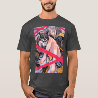 T-shirt Anime Girl Waifu Wolf Esthétique japonais Otaku