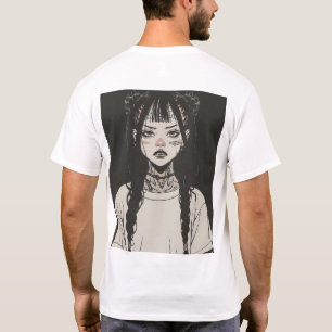 T-shirt Anime Goth Girl avec tatouages à l'air ennuyé T-Sh