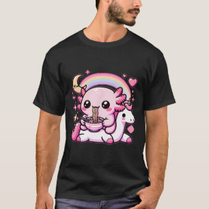 T-shirt Anime Kawaii Axolotl Manger Ramen Noodles Enfants 