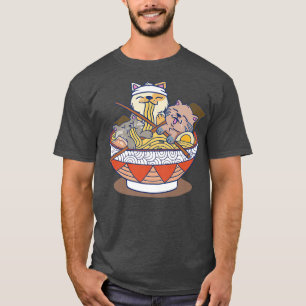 T-shirt Anime kawaii ramen chat avec nouilles ramen japona