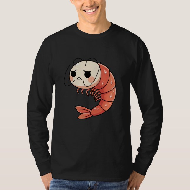 T-shirt Anime Kawaii Shrimp Chibi, Cute Grumpy Shrimp Mang (Devant)