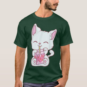 T-shirt Anime Maneki Neko Pour Femmes Filles Kawaii Strawb