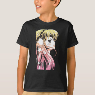 T-shirt Anime Manga Girl Gradient Cheveux Jaune rose