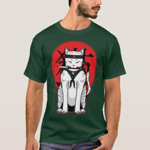 T-shirt Anime Ninja Chat Samurai Japonais Kawaii 
