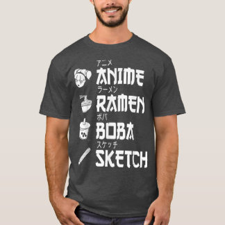 T-shirt Anime Ramen Boba Sketant Japonais Amoureux de la n