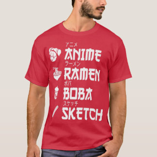T-shirt Anime Ramen Boba Sketching Japanese Food Lover Man
